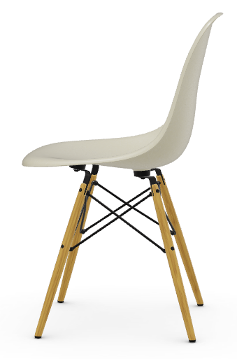 Vitra EAMES FIBERGLASS SIDE CHAIR DSW Stuhl, Sitzschale: Eames Parchment, Untergestell: Ahorn gelblich