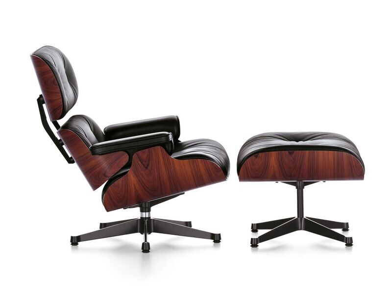 Vitra LOUNGE CHAIR & OTTOMAN Sessel, Santos Palisander, Leder Premium