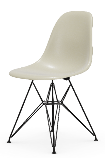 Vitra EAMES FIBERGLASS SIDE CHAIR DSR Stuhl, Sitzschale: Eames Parchment, Untergestell: Basic dark (glatt)
