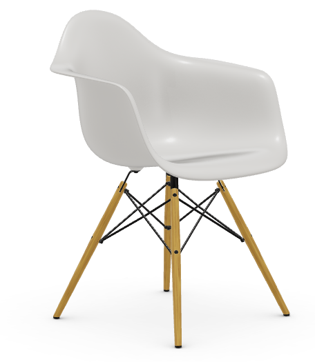 Vitra EAMES PLASTIC ARMCHAIR DAW Stuhl, Sitzschale: weiss, Untergestell: Ahorn gelblich