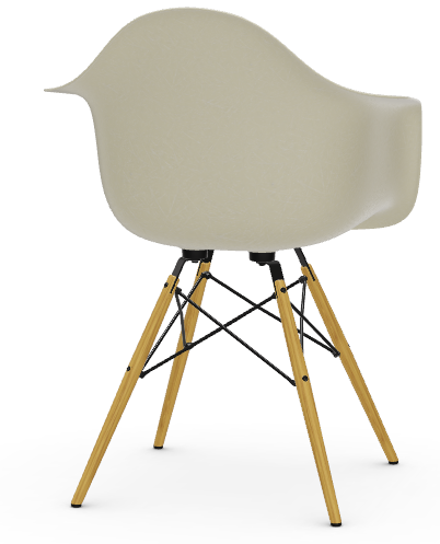Vitra EAMES FIBERGLASS ARMCHAIR DAW Stuhl, Sitzschale: Eames Parchment, Untergestell: Ahorn gelblich