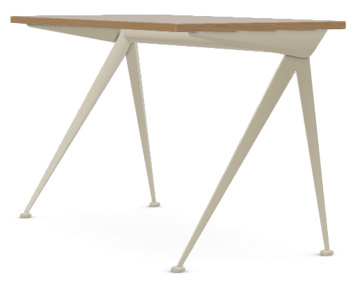 Vitra COMPAS DIRECTION Schreibtisch, Tischplatte: B 125 x T 60 cm, Eiche natur, geölt, Untergestell: Prouvé Blanc Colombe (écru)