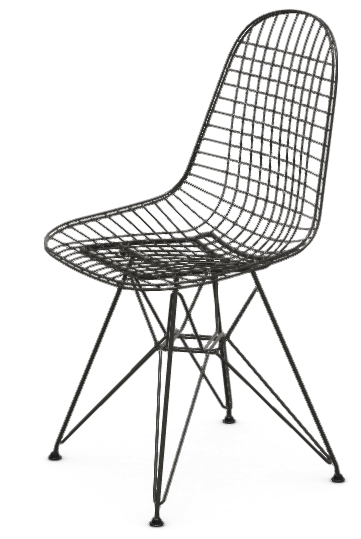 Vitra WIRE CHAIR DKR Stuhl Outdoor, Gestell: Basic dark (glatt), Kunststoffgleiter schwarz