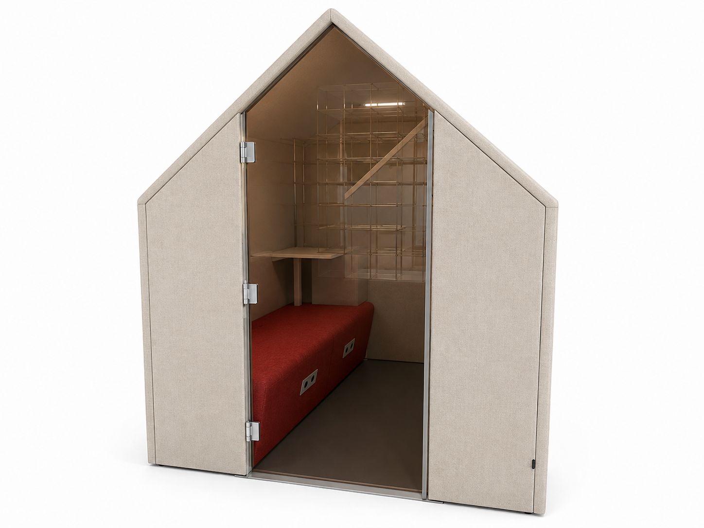 Besprechungsbox, beige/rot, Ausstellungsmodell Besprechungsbox, beige/rot, Ausstellungsmodell