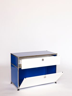 USM Kommode, enzianblau/weiss, Ausstellungsmodell