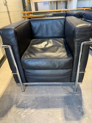 Lounge Sessel im Le Corbusier Stil, schwarz, gebraucht