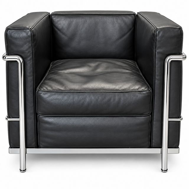 Lounge Sessel im Le Corbusier Stil, schwarz, gebraucht