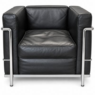 Lounge Sessel im Le Corbusier Stil, schwarz, gebraucht