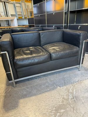 Lounge Sofa im Le Corbusier Stil, schwarz, gebraucht