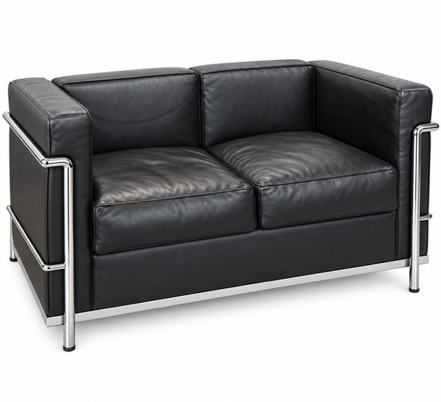 Lounge Sofa im Le Corbusier Stil, schwarz, gebraucht