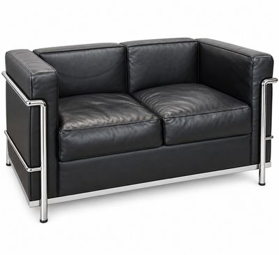 Lounge Sofa im Le Corbusier Stil, schwarz, gebraucht Lounge Sofa im Le Corbusier Stil, schwarz, gebraucht