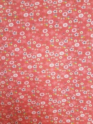 Pink Organic Cotton Fleece backed Sweatshirting - Folksy Flowers print