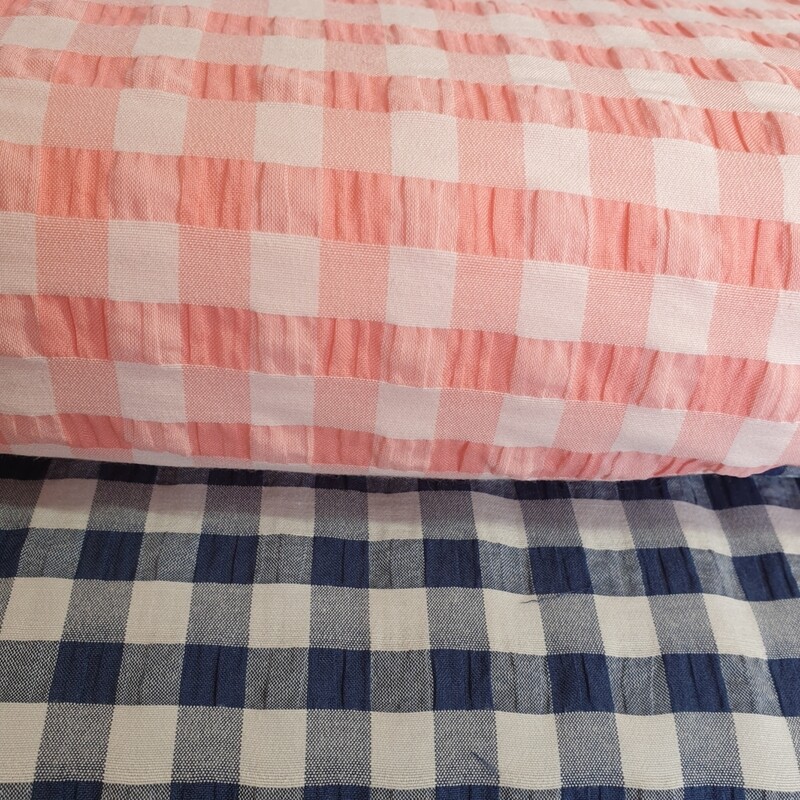 Gingham Seersucker Pink & white or Navy & white