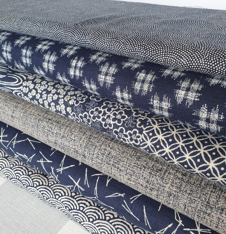 Japanese Cotton print  fabric Indigo blue  from Sevenberry