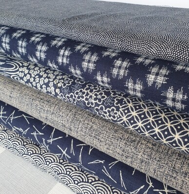 Japanese Cotton print fabric Indigo blue from Sevenberry