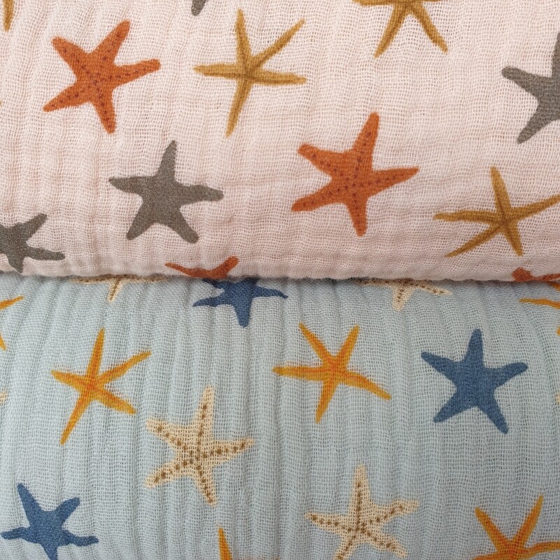 Baby Cotton  Sealife  Starfish design 100% Oeko-Tex cotton Double gauze in Mint or Sand colours.