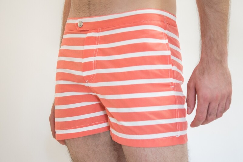 Arta Style Swim short Horizontal Stripes Salmon White