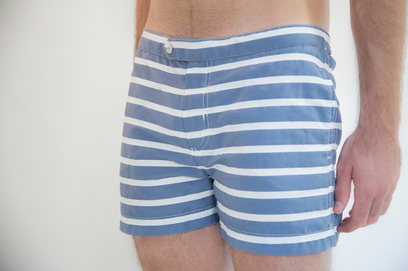 Arta style Swim short Horizontal Stripes Indigo White