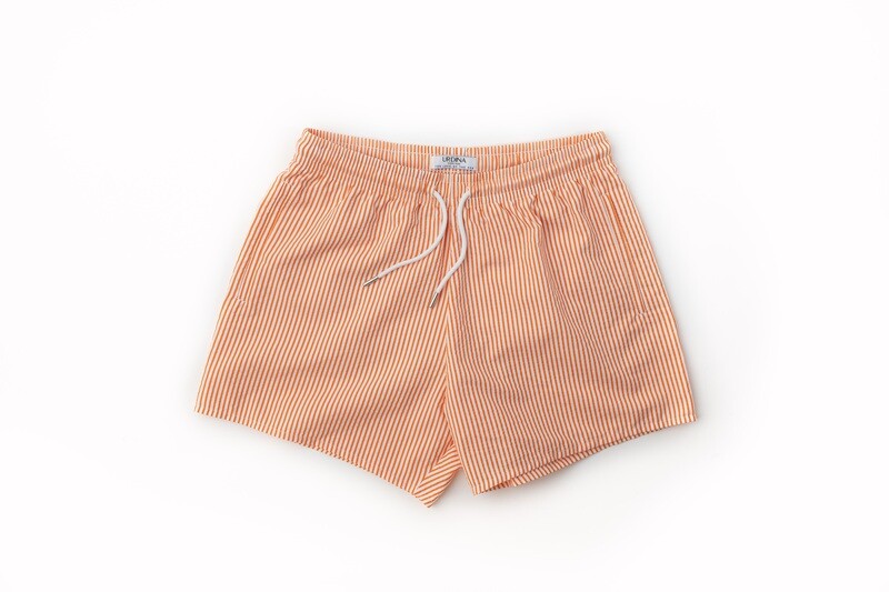 Orio Style Swim short Stripes White Orange