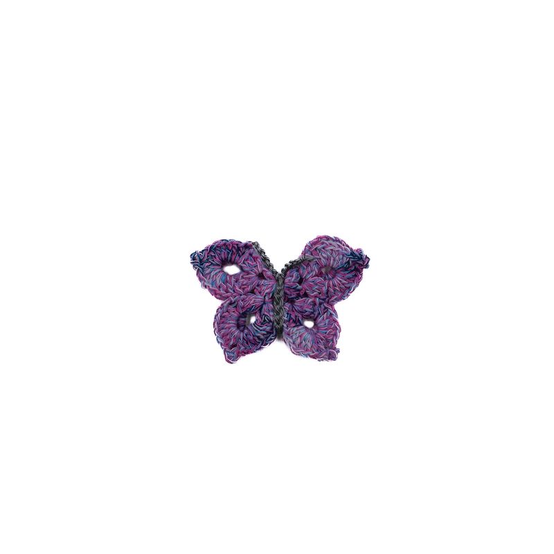 Petit papillon en coton chiné rose et bleu