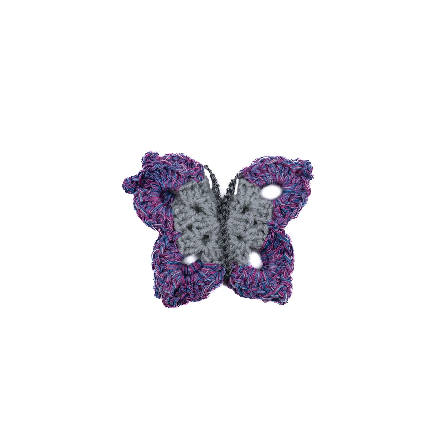 Papillons en coton chiné rose et bleu avec leur coeur gris