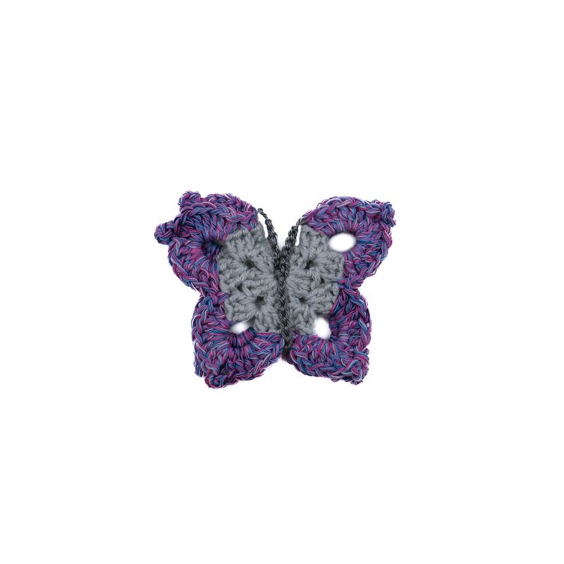 Papillons en coton chiné rose et bleu avec leur coeur gris