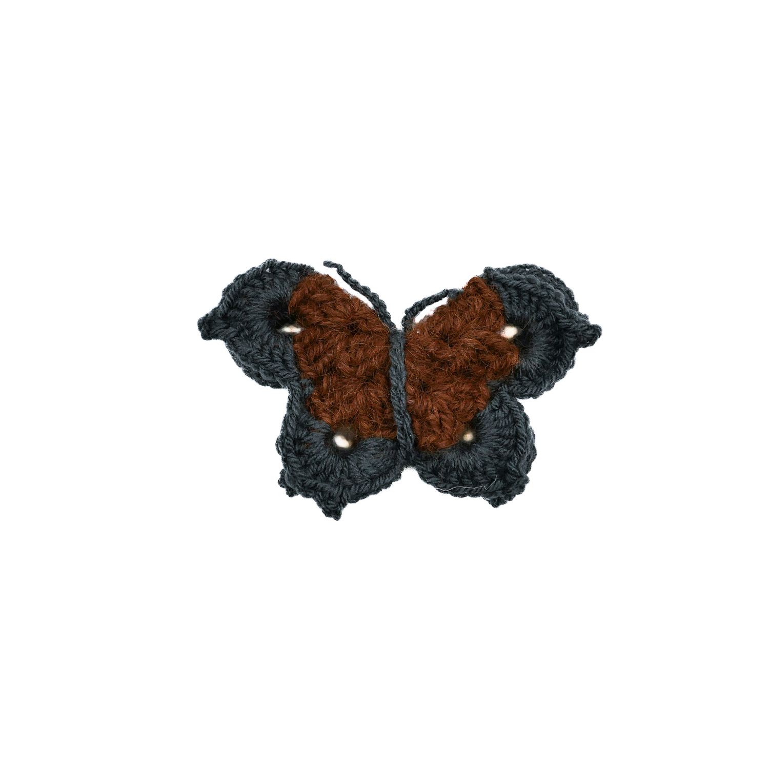 Papillons gris bleuté avec le coeur en laine d'Ally (brun)