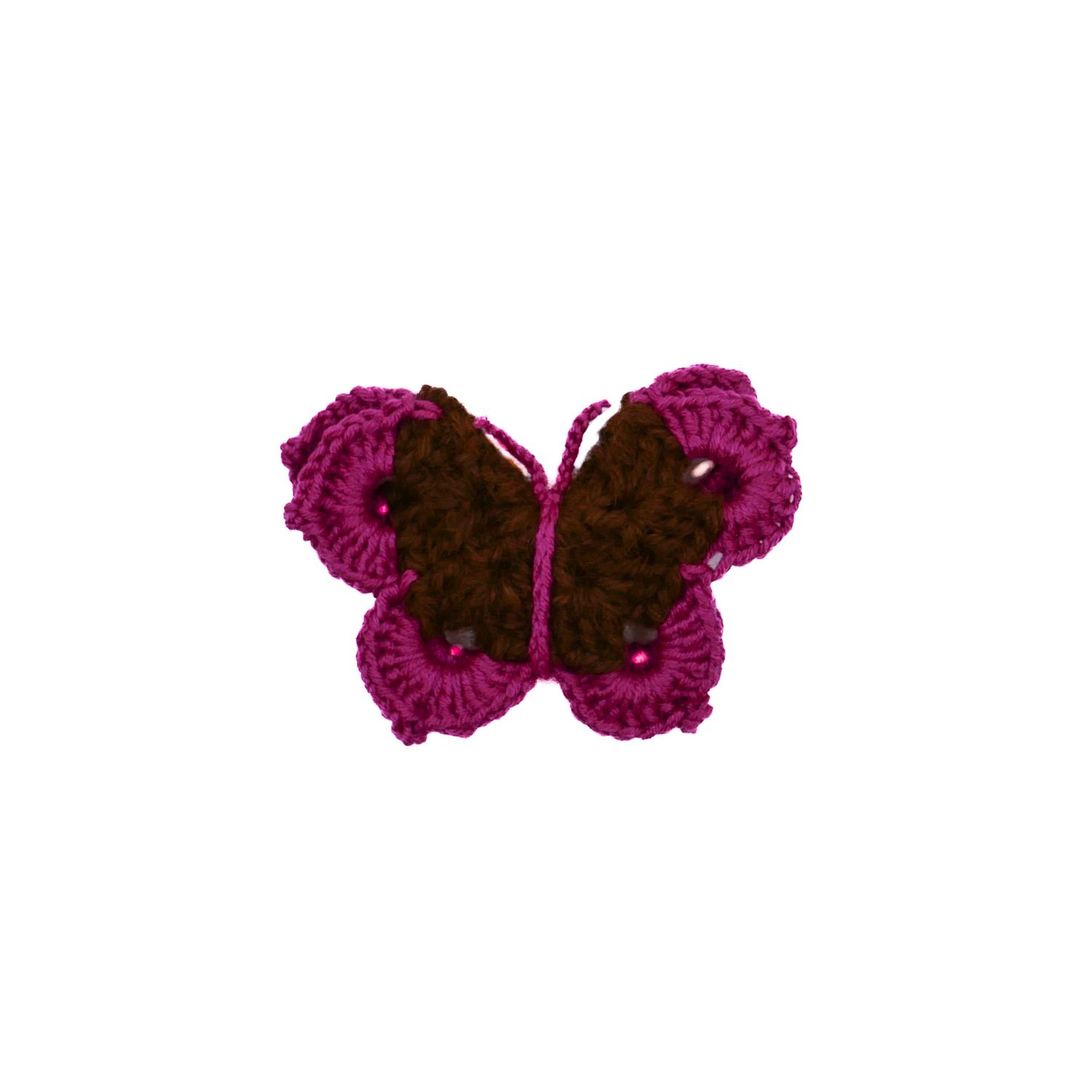 Papillon rose avec le coeur en laine d'Ally