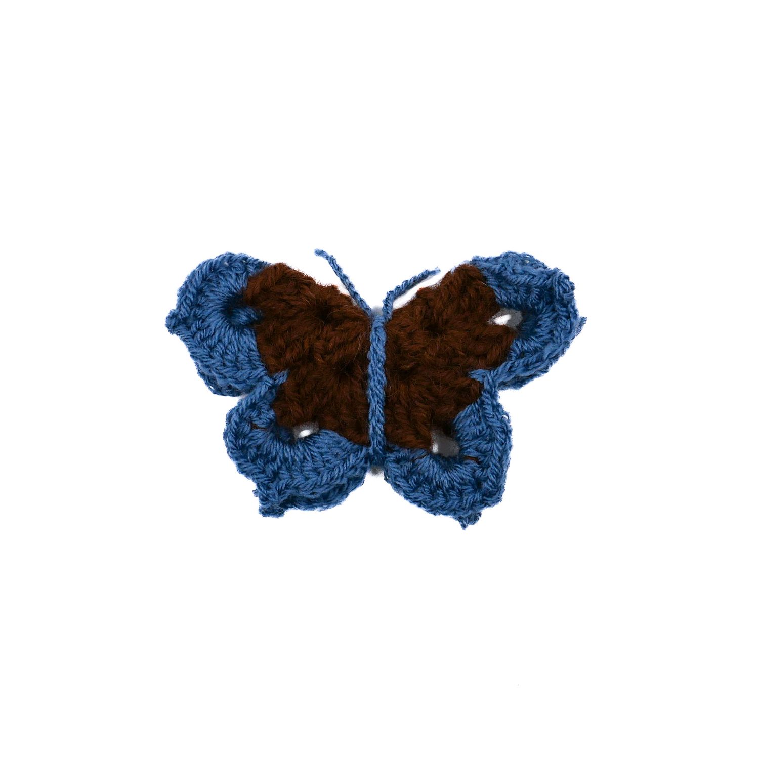 Papillon bleu avec le coeur en laine d'Ally