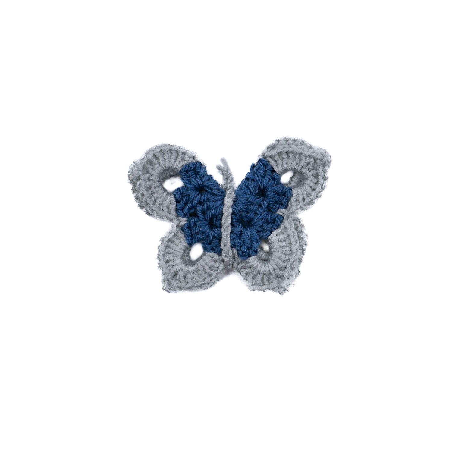 Papillon en coton gris et bleu
