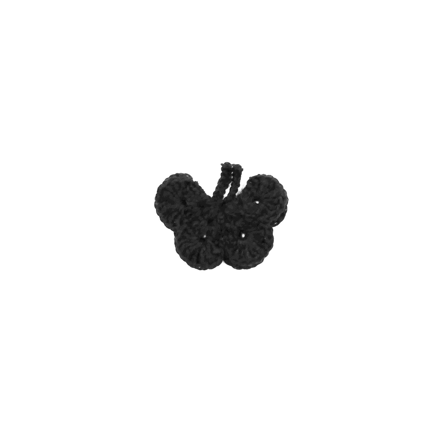 Papillon noir avec le coeur en laine d'Horaccio