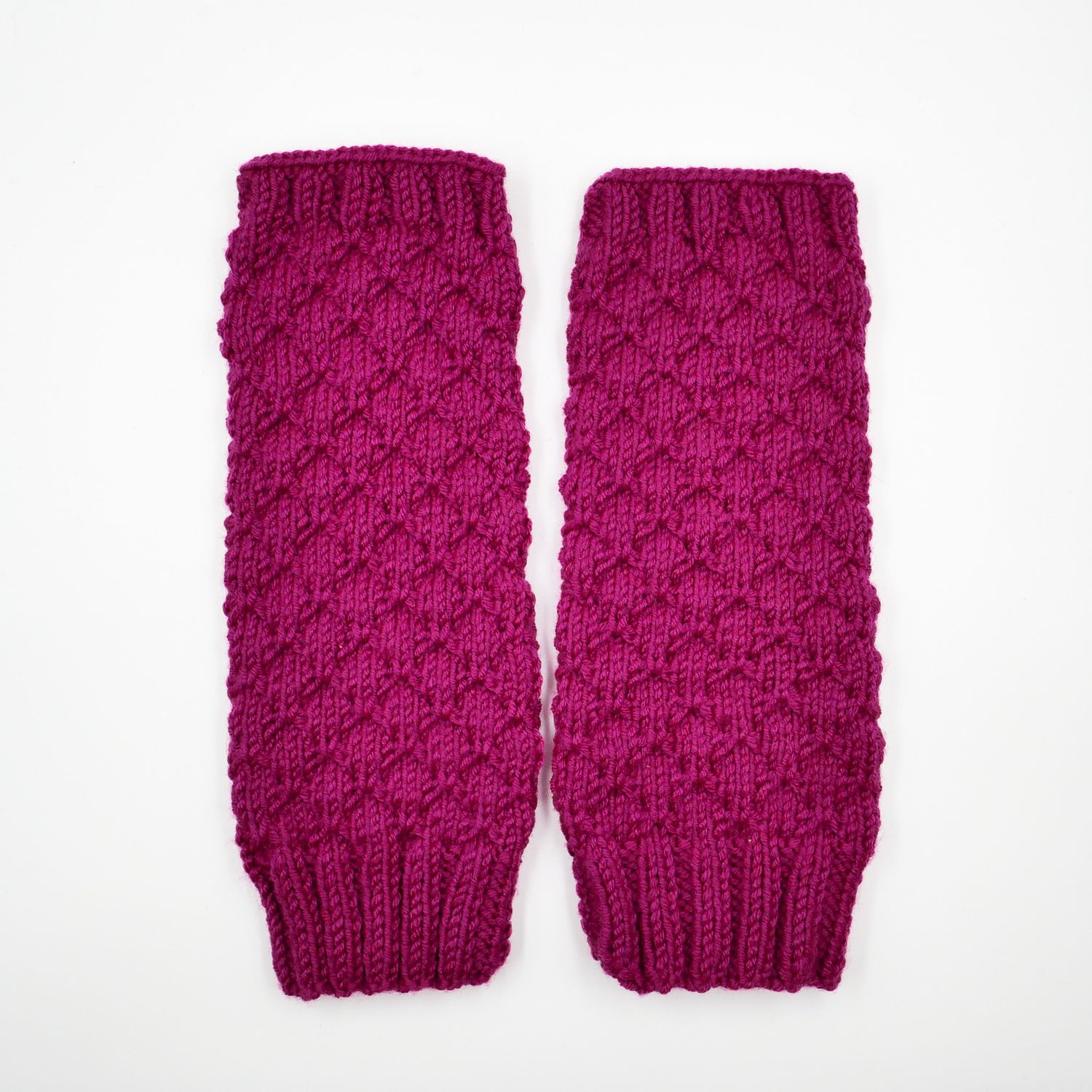 Mitaine tricotée framboise