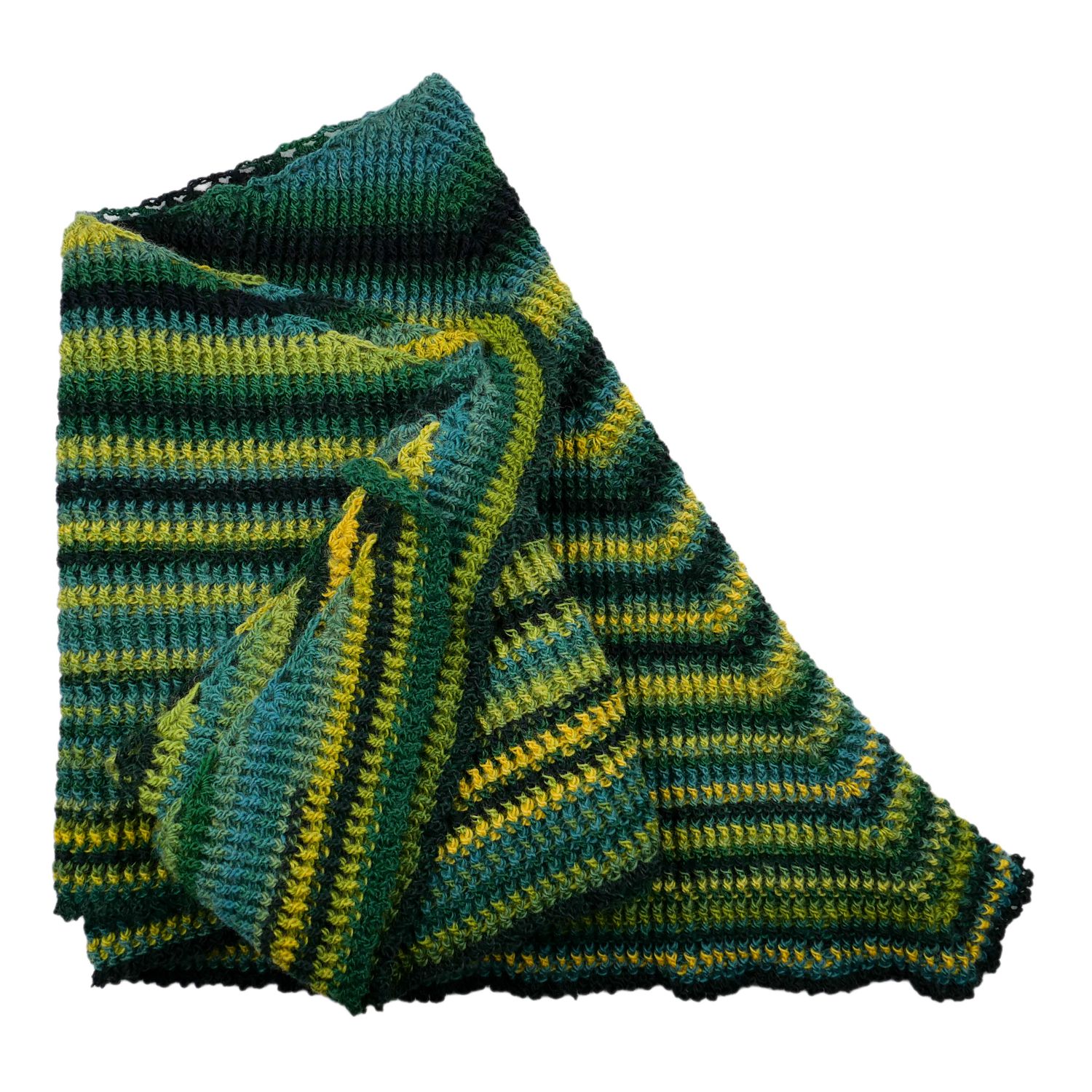 Châle tricoté vert et citron