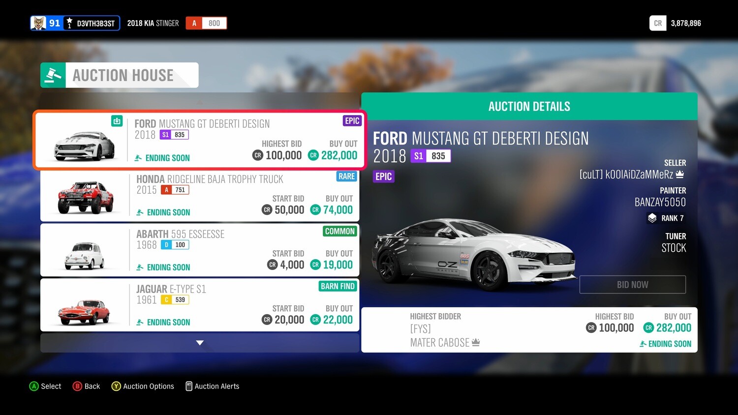 Car buying from auction house-FH4 And FH3