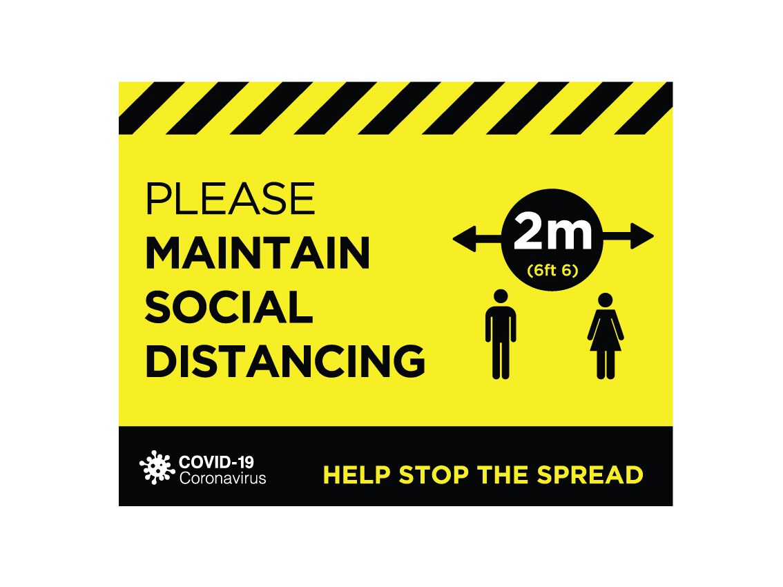 Covid-19 Sign on Rigid Plastic 300mm x 230mm