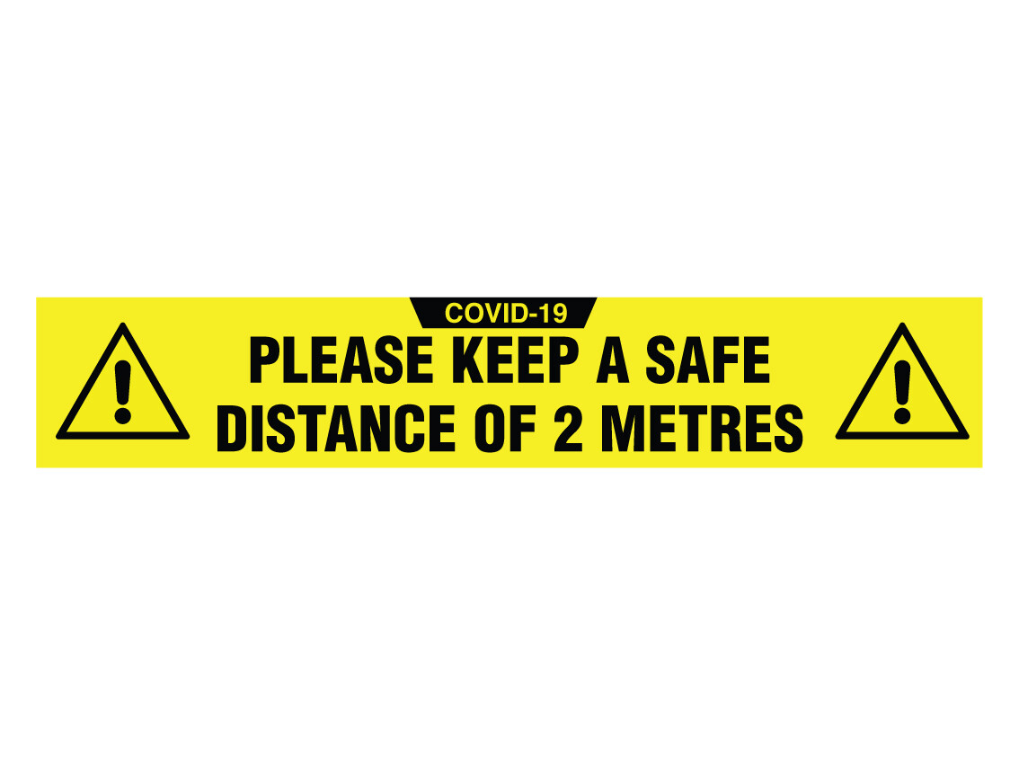 Covid-19 Sign Floor Graphic Self Adhesive &#39;Please Keep A Safe Distance&#39; 500mm x 90mm