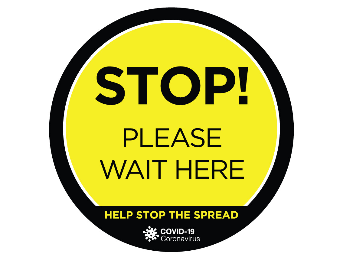 Covid-19 Sign Floor Graphic Self Adhesive 'Stop' 320mm x 320mm