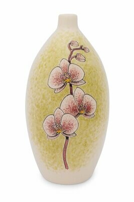 Urn Orchidee (vaasurn PU-3, bloem roze-wit) hand beschilderd