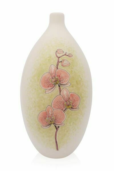 Urn "Orchidee" (model PU-3, bloem roze of wit) hand beschilderd