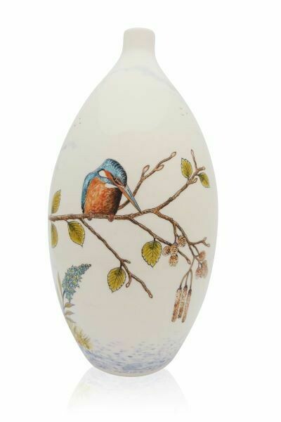Urn "IJsvogel" (vaasurn PU-3) hand beschilderd