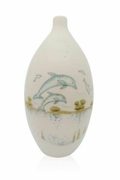 Urn "Dolfijnen" (model PU-3) hand beschilderd