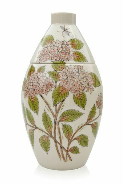 Urn "Hortensia roze" (vaasurn PU-1) hand beschilderd (ook in andere kleur mogelijk)