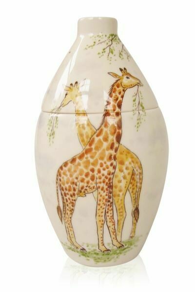 Urn "Giraffen" (vaasurn PU-1 en PU-3) hand beschilderd