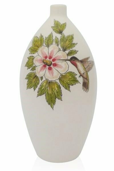 Urn "Kolibrie op hibiscus" (vaasurn PU-3) hand beschilderd