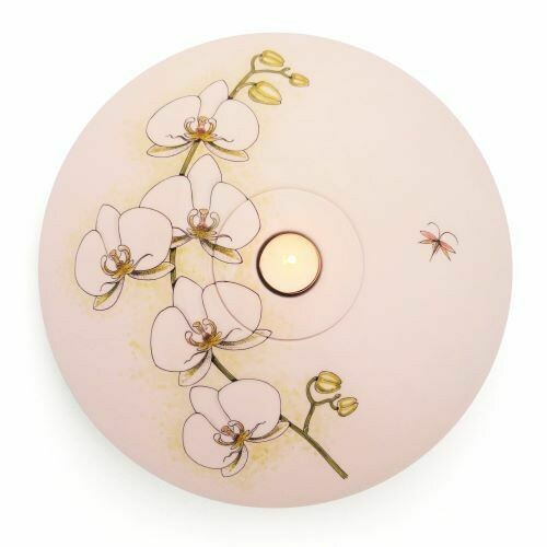 Urnschaal "Orchidee" 1 grote bloemtak (model PU-7) met of zonder waxinelicht - hand beschilderd