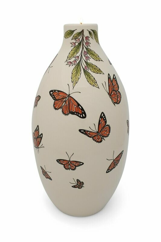Urn "Monarch Vlinders" (hand beschilderd) met of zonder waxinelichtje