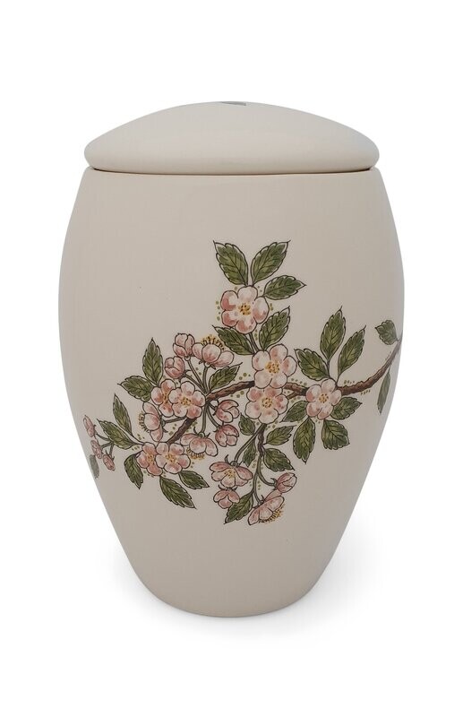 Urn "Appelbloesem" (Dekselurn model PU-2) handbeschilderd