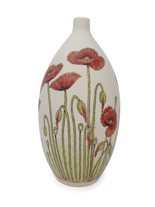 Urn "Klaprozen" (model PU-3) hand beschilderd