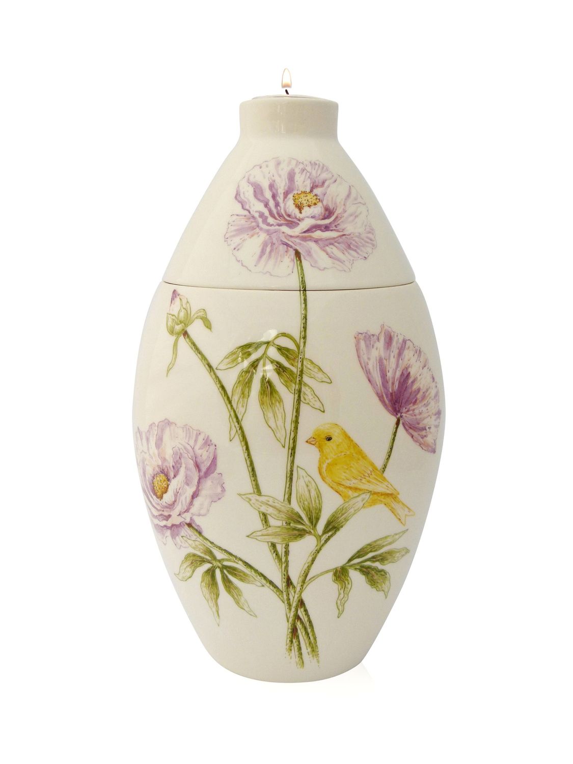Urn "Pioenrozen met vogel" (model PU-1 en model PU-3) hand beschilderd