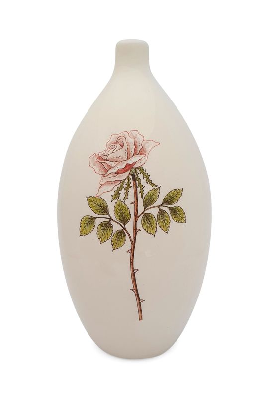 Urn Urn "Roos" Roze (ook mogelijk in andere bloemkleur (model PU-3) hand beschilderd - BL-2037
